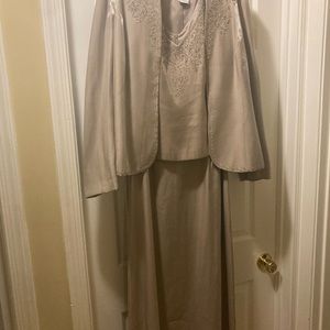 Long taupe beaded evening gown size 16 Alex Evenings